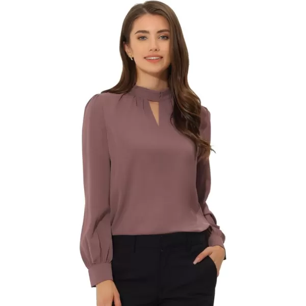 Allegra K Women's Work Office Tops Business Professional Shirt Elegant Stand Collar Fall 2023 Long Sleeve Blouses