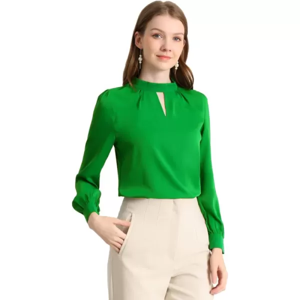 Allegra K Women's Work Office Tops Business Professional Shirt Elegant Stand Collar Fall 2023 Long Sleeve Blouses