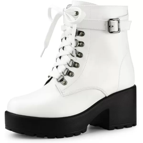 Allegra K Women's Zip Chunky Heel Platform Ankle Combat Boots