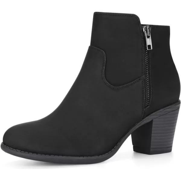 Allegra K Women's's Low Chunky Heel Side Zipper Ankle Booties