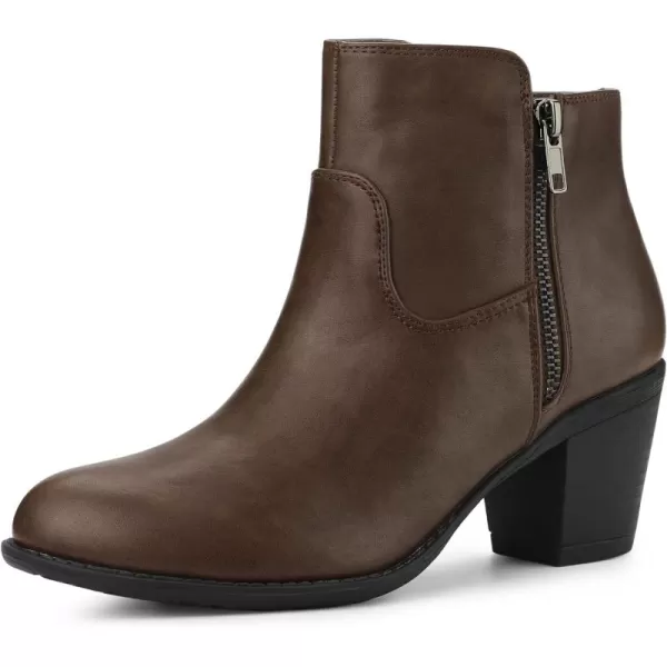 Allegra K Women's's Low Chunky Heel Side Zipper Ankle Booties