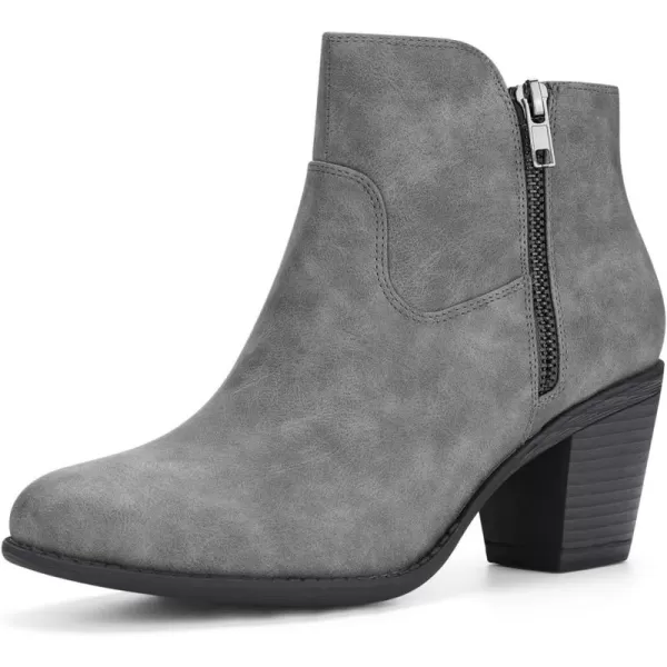 Allegra K Women's's Low Chunky Heel Side Zipper Ankle Booties