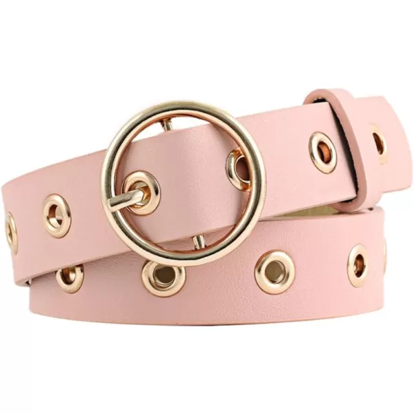 uxcell Womens Leather Belt for Jeans Dress Pants Studded Grommet with Circle Metal Buckle