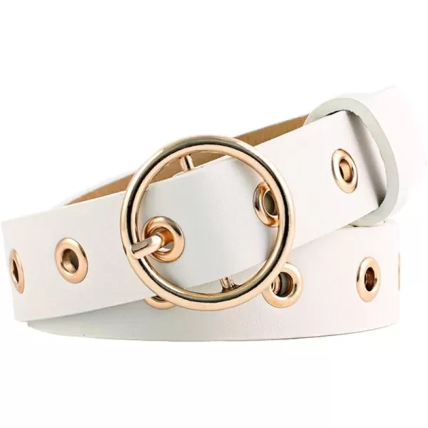 uxcell Womens Leather Belt for Jeans Dress Pants Studded Grommet with Circle Metal Buckle