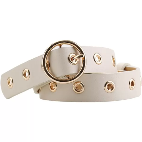 uxcell Womens Leather Belt for Jeans Dress Pants Studded Grommet with Circle Metal Buckle