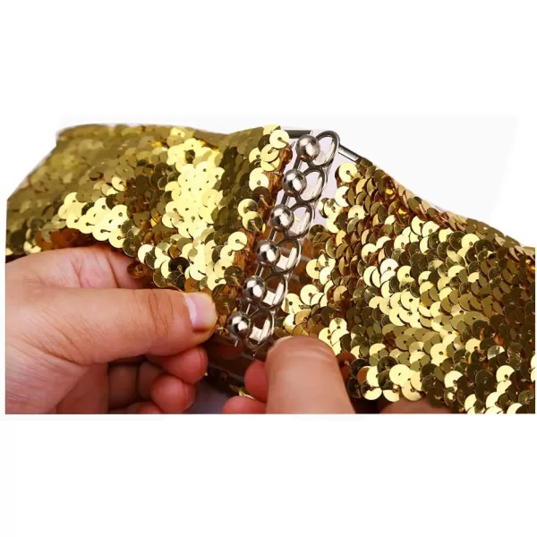 uxcell Ladies Sequins Decor Metal Interlocking Buckles Elastic Waist Belt