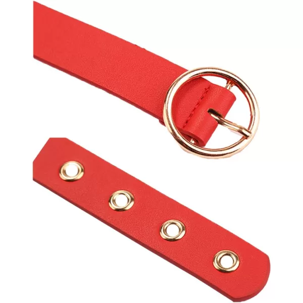 uxcell Womens Leather Belt for Jeans Dress Pants Studded Grommet with Circle Metal Buckle