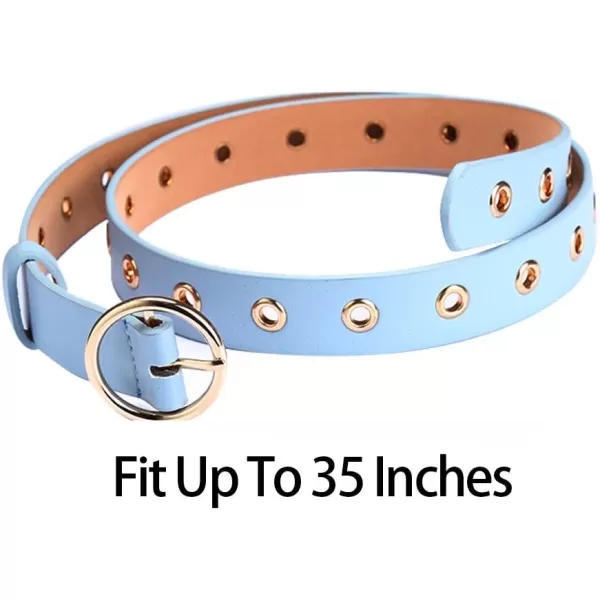 uxcell Womens Leather Belt for Jeans Dress Pants Studded Grommet with Circle Metal Buckle