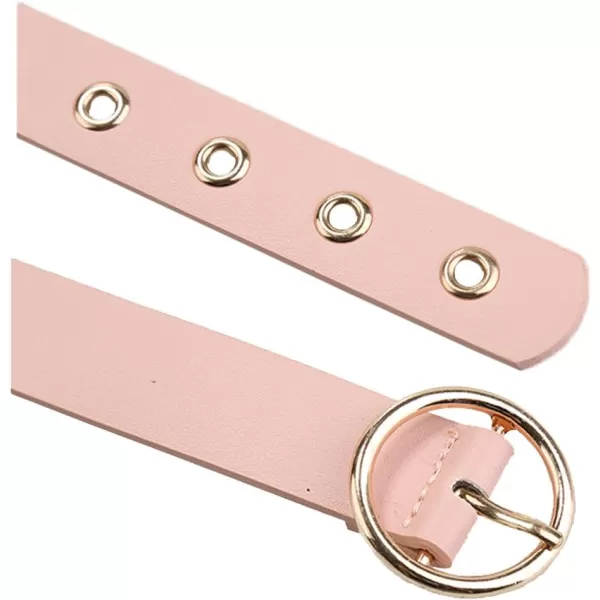 uxcell Womens Leather Belt for Jeans Dress Pants Studded Grommet with Circle Metal Buckle