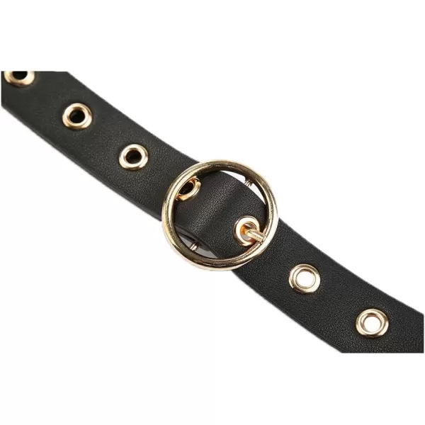 uxcell Womens Leather Belt for Jeans Dress Pants Studded Grommet with Circle Metal Buckle