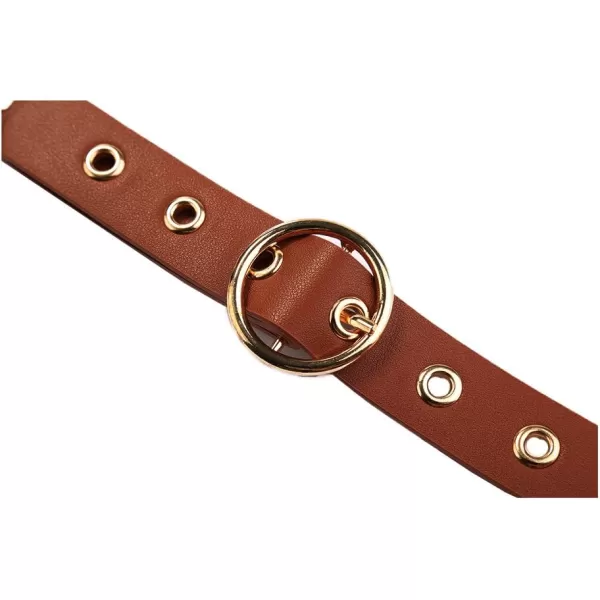 uxcell Womens Leather Belt for Jeans Dress Pants Studded Grommet with Circle Metal Buckle