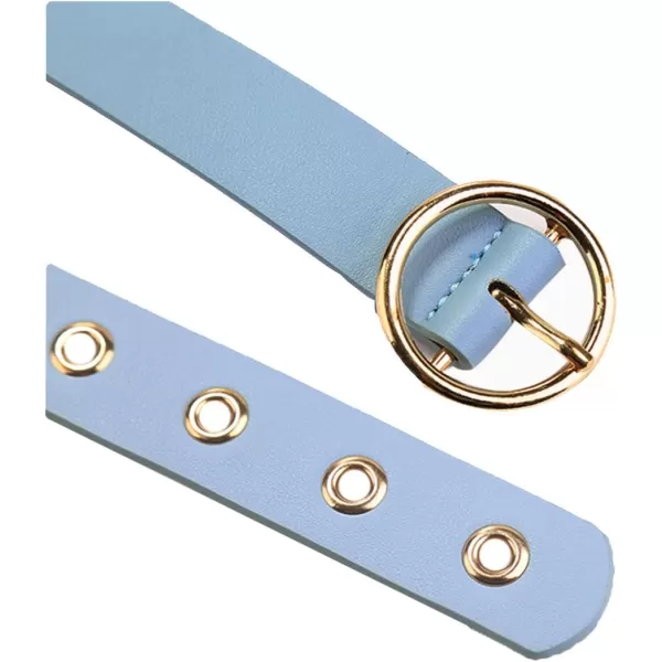 uxcell Womens Leather Belt for Jeans Dress Pants Studded Grommet with Circle Metal Buckle