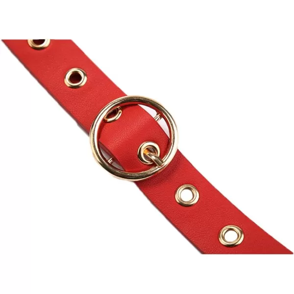 uxcell Womens Leather Belt for Jeans Dress Pants Studded Grommet with Circle Metal Buckle