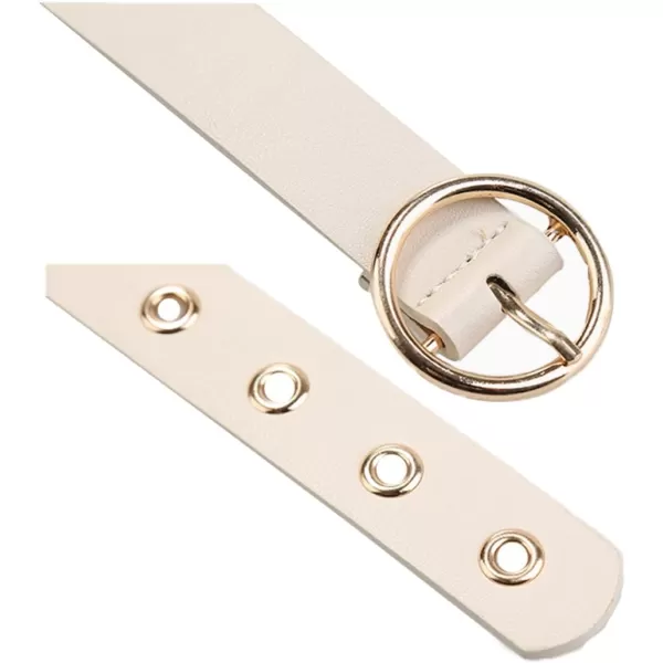 uxcell Womens Leather Belt for Jeans Dress Pants Studded Grommet with Circle Metal Buckle