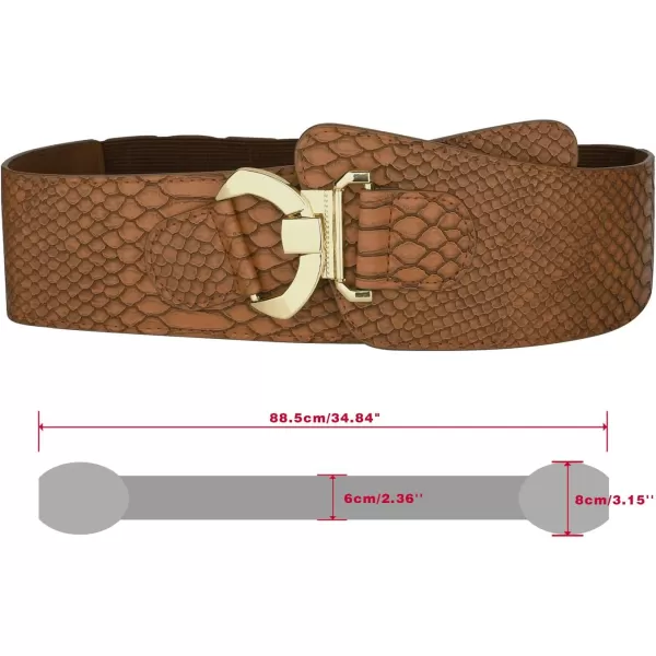 uxcell® Elastic High Waist Stretchy Slanted Wide Leather Belt Waist Belt for Women