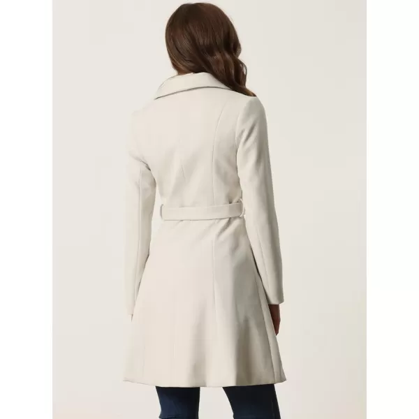 Allegra K Pea Coats for Women's Winter Fashion Lapel Belted Double Breasted Trench Coat