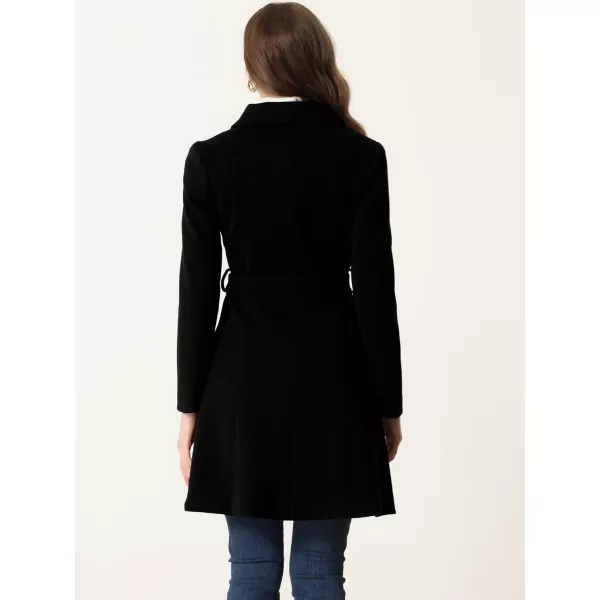 Allegra K Pea Coats for Women's Winter Fashion Lapel Belted Double Breasted Trench Coat