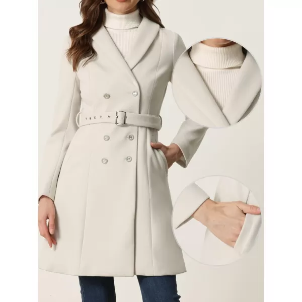 Allegra K Pea Coats for Women's Winter Fashion Lapel Belted Double Breasted Trench Coat