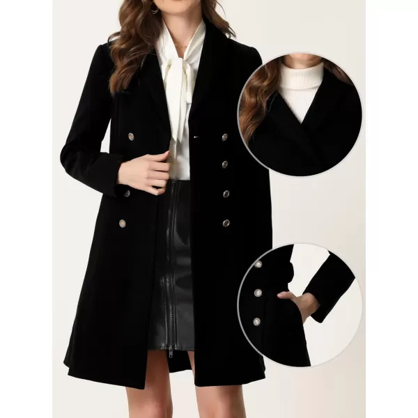Allegra K Pea Coats for Women's Winter Fashion Lapel Belted Double Breasted Trench Coat