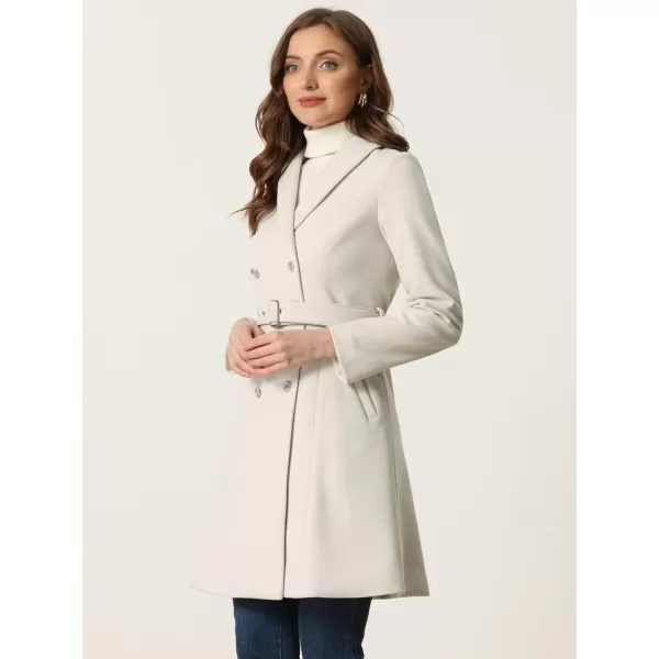 Allegra K Pea Coats for Women's Winter Fashion Lapel Belted Double Breasted Trench Coat