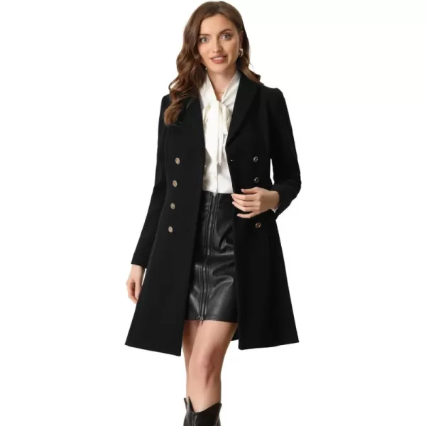 Allegra K Pea Coats for Women's Winter Fashion Lapel Belted Double Breasted Trench Coat