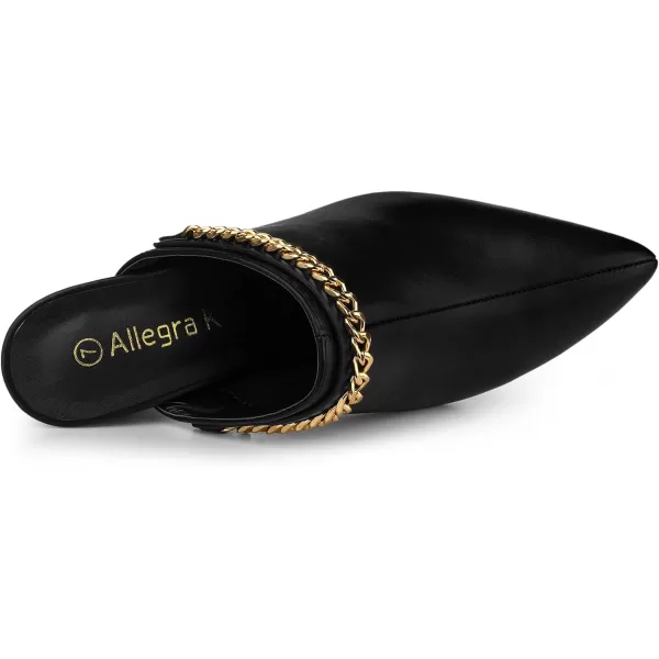 Allegra K Women's Chain Mule Slides for Woman, Pointed Toe Slip on Block Heel Slide Mules