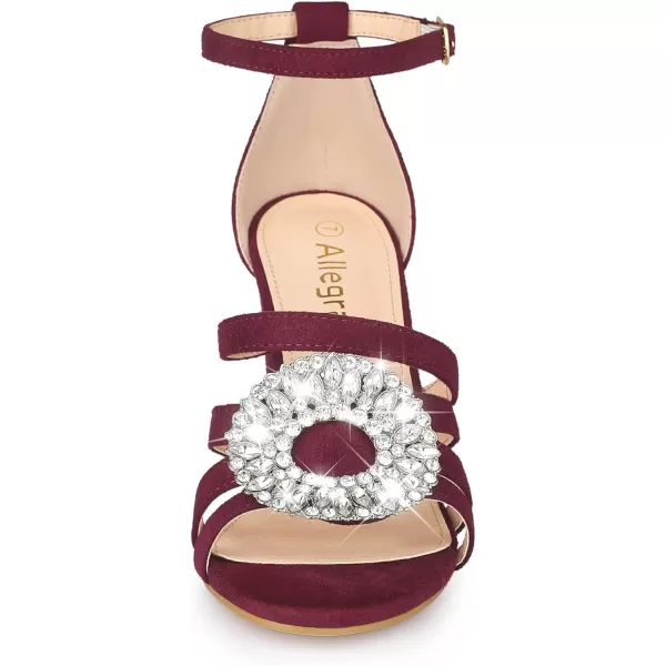 Allegra K Women's Open Toe Crystal Rhinestone Buckle Chunky Heel Sandal