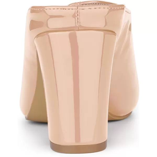 Allegra K Women's Pointed Toe Pearl Bow Chunky Heel Slides Mules