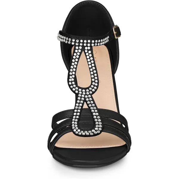 Allegra K Women's Rhinestone Ankle Strap Open Toe Stiletto Heels Sandals