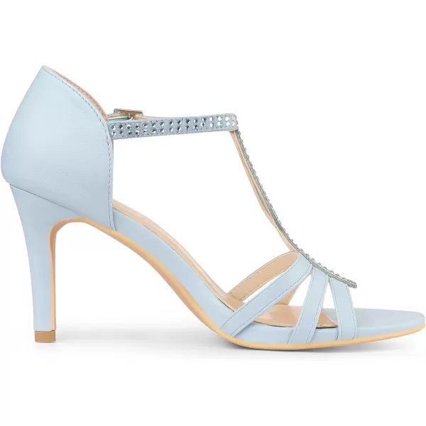 Allegra K Women's Rhinestone Ankle Strap Open Toe Stiletto Heels Sandals