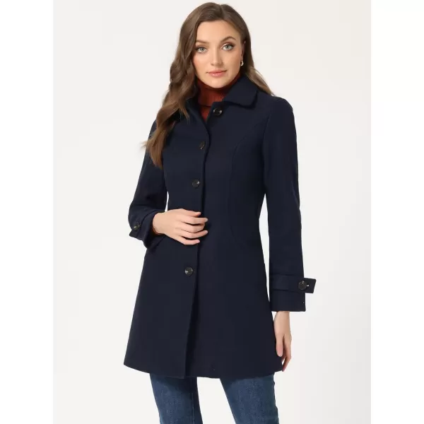 Allegra K Women's Winter Outerwear Overcoat Peter Pan Collar Mid-thigh A-line Single Breasted Pea Coat