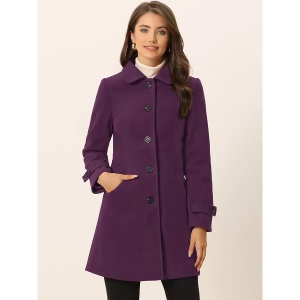 Allegra K Women's Winter Outerwear Overcoat Peter Pan Collar Mid-thigh A-line Single Breasted Pea Coat