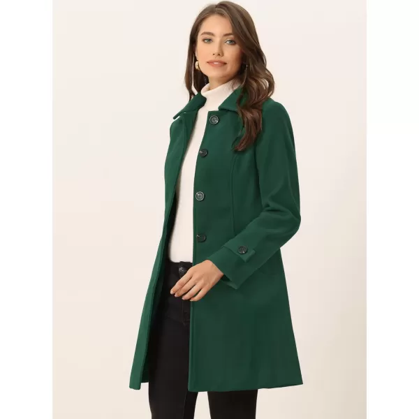 Allegra K Women's Winter Outerwear Overcoat Peter Pan Collar Mid-thigh A-line Single Breasted Pea Coat