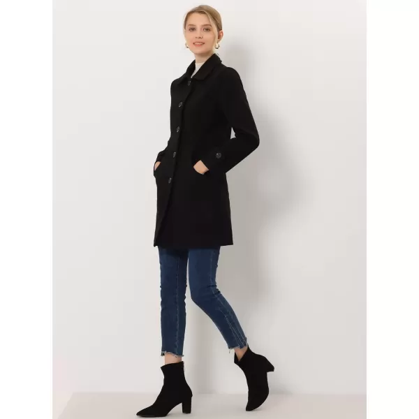 Allegra K Women's Winter Outerwear Overcoat Peter Pan Collar Mid-thigh A-line Single Breasted Pea Coat