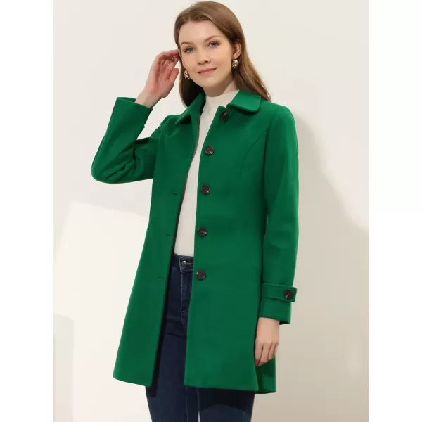 Allegra K Women's Winter Outerwear Overcoat Peter Pan Collar Mid-thigh A-line Single Breasted Pea Coat