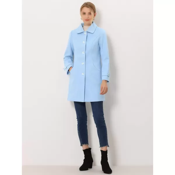 Allegra K Women's Winter Outerwear Overcoat Peter Pan Collar Mid-thigh A-line Single Breasted Pea Coat