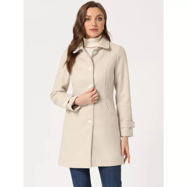 Allegra K Women's Winter Outerwear Overcoat Peter Pan Collar Mid-thigh A-line Single Breasted Pea Coat