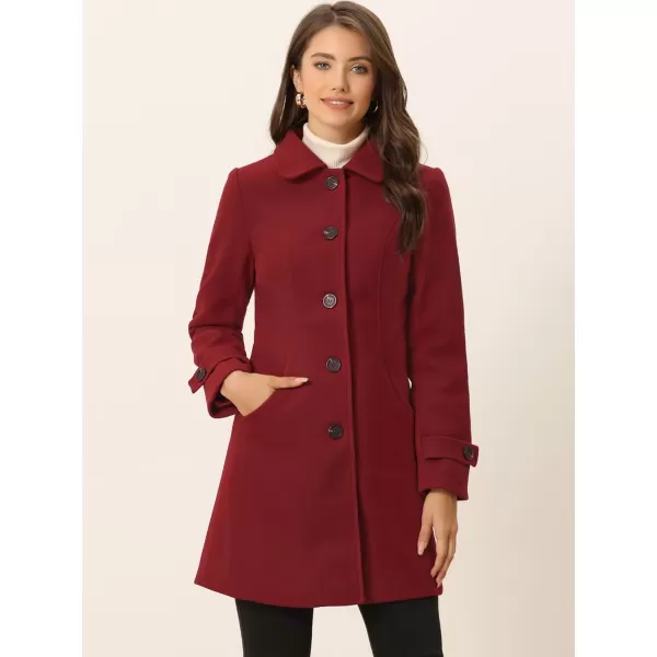 Allegra K Women's Winter Outerwear Overcoat Peter Pan Collar Mid-thigh A-line Single Breasted Pea Coat