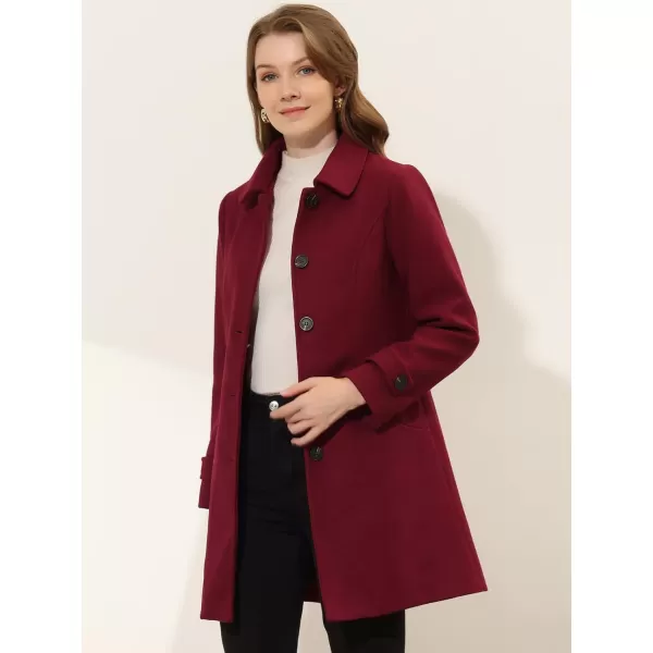 Allegra K Women's Winter Outerwear Overcoat Peter Pan Collar Mid-thigh A-line Single Breasted Pea Coat