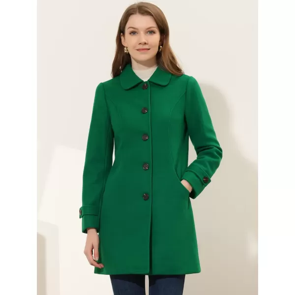 Allegra K Women's Winter Outerwear Overcoat Peter Pan Collar Mid-thigh A-line Single Breasted Pea Coat