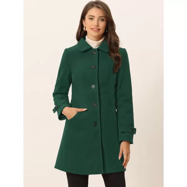 Allegra K Women's Winter Outerwear Overcoat Peter Pan Collar Mid-thigh A-line Single Breasted Pea Coat