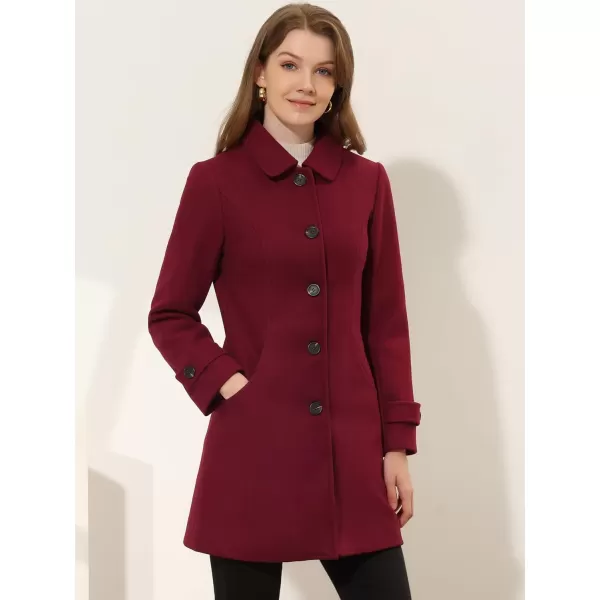 Allegra K Women's Winter Outerwear Overcoat Peter Pan Collar Mid-thigh A-line Single Breasted Pea Coat