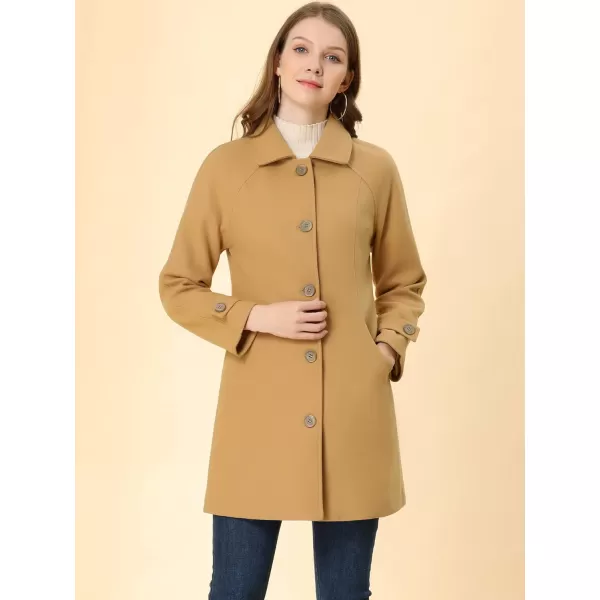 Allegra K Women's Winter Outerwear Overcoat Peter Pan Collar Mid-thigh A-line Single Breasted Pea Coat