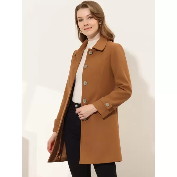 Allegra K Women's Winter Outerwear Overcoat Peter Pan Collar Mid-thigh A-line Single Breasted Pea Coat