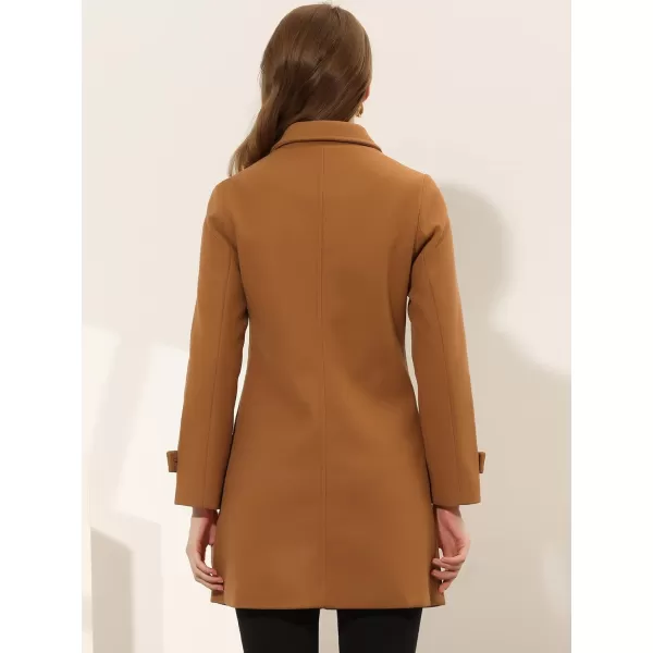 Allegra K Women's Winter Outerwear Overcoat Peter Pan Collar Mid-thigh A-line Single Breasted Pea Coat