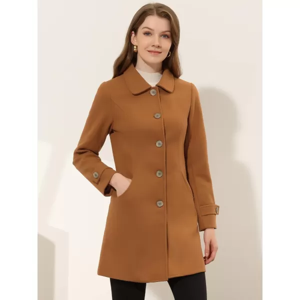 Allegra K Women's Winter Outerwear Overcoat Peter Pan Collar Mid-thigh A-line Single Breasted Pea Coat