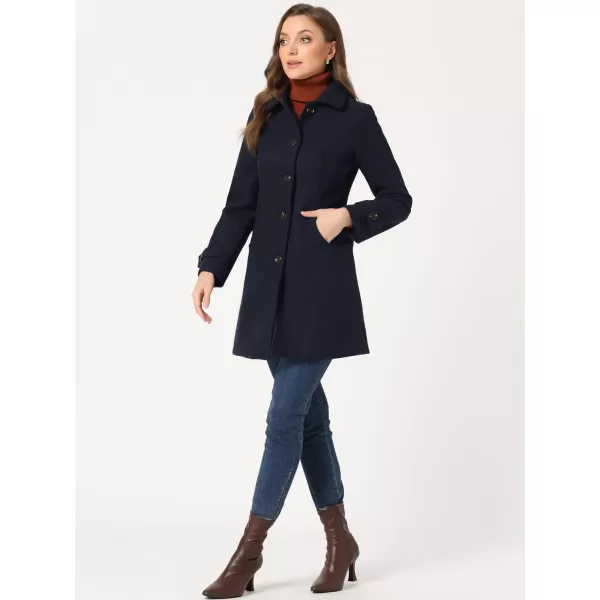 Allegra K Women's Winter Outerwear Overcoat Peter Pan Collar Mid-thigh A-line Single Breasted Pea Coat