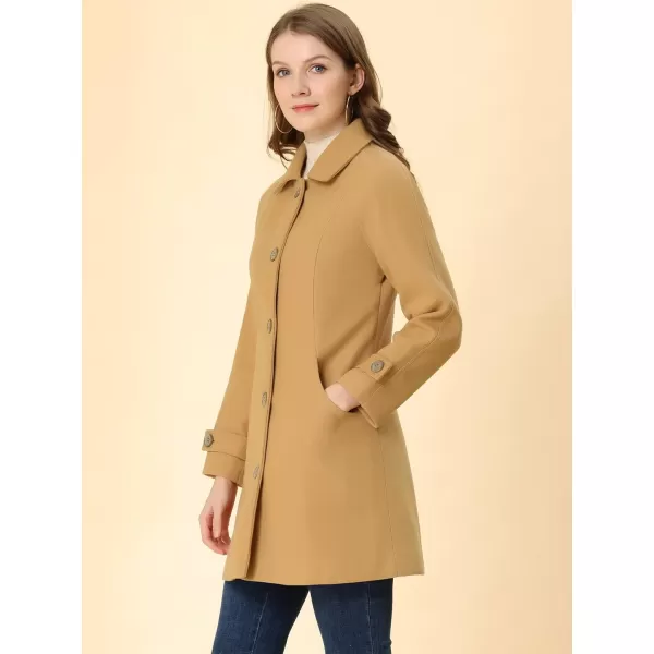 Allegra K Women's Winter Outerwear Overcoat Peter Pan Collar Mid-thigh A-line Single Breasted Pea Coat