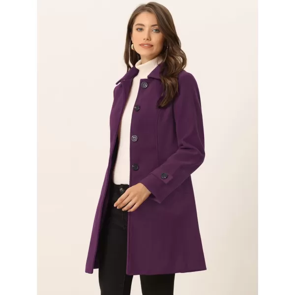 Allegra K Women's Winter Outerwear Overcoat Peter Pan Collar Mid-thigh A-line Single Breasted Pea Coat