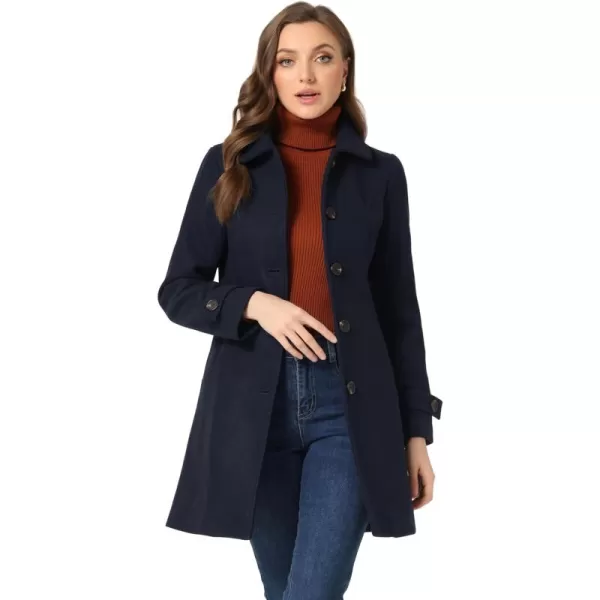 Allegra K Women's Winter Outerwear Overcoat Peter Pan Collar Mid-thigh A-line Single Breasted Pea Coat